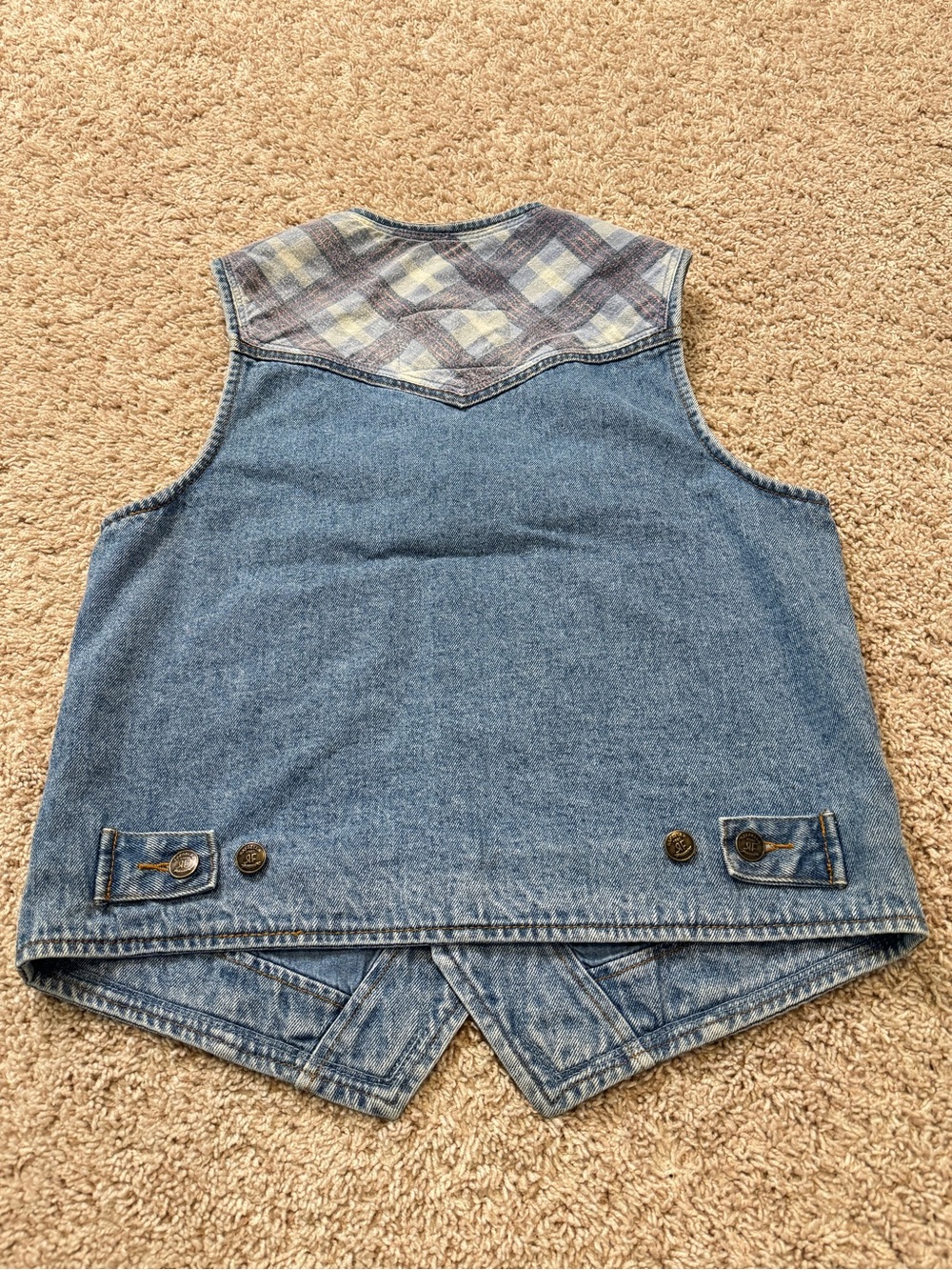 Vintage Checkered Flannel Denim Vest 1980's Rafaella Women's Size Medium - Picture 6 of 10